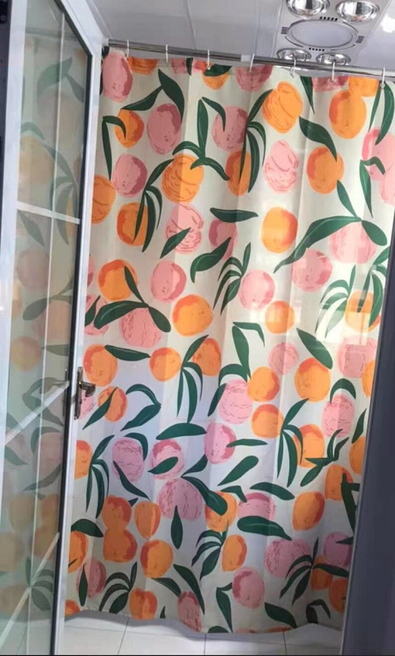 Peach Shower Curtain Art Home Decorfruit Shower Curtain Etsy