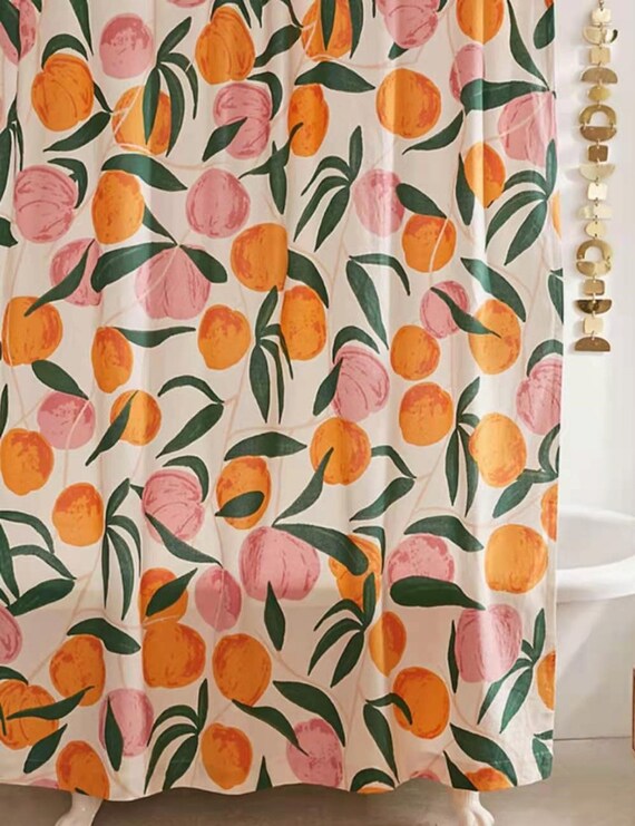 Peach Shower Curtain Art Home Decorfruit Shower Curtain Etsy