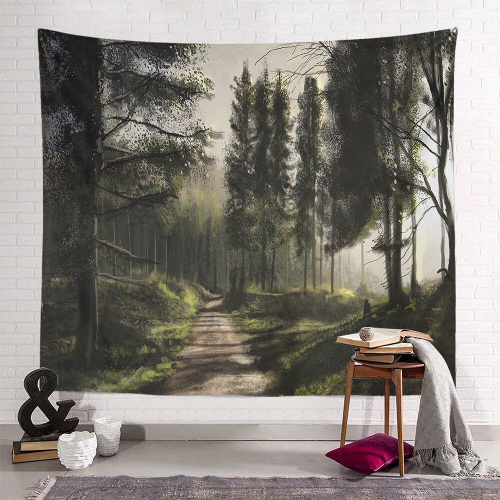 Forest Landscape Wall Hanging Handpainted Art Wall Hanging Etsy