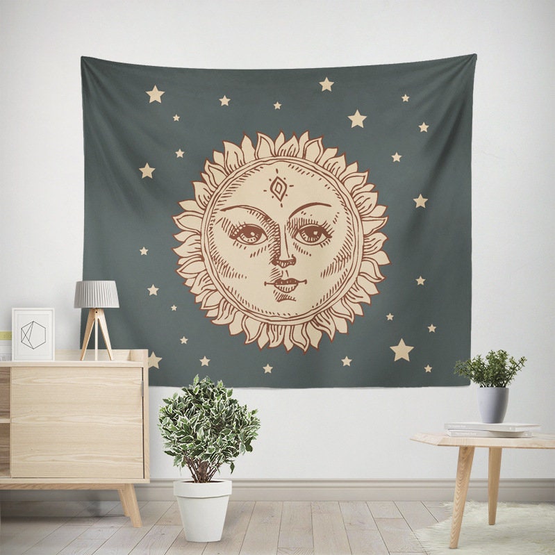 The Sun Tapestry Portrait Art Personalized Tapestry for Etsy