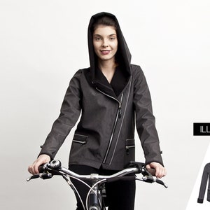Hoodie Jacket, Black Asymmetrical Jacket, Black softshell Hoodie, Hooded zipper jacket, Plus Size Hoodie, Big Hood jacket, Sporty jacket