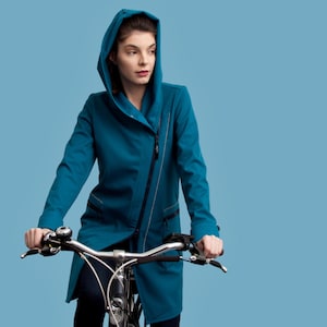 Petrol Fioda Softshell Raincoat, Asymmetrical Zipper, Bike Coat, S Size