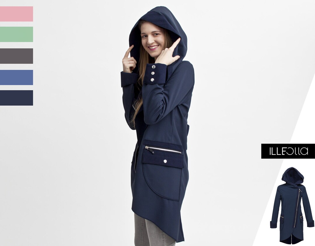 High Collar Rain Jacket for City Travel Urban Midlenght Etsy