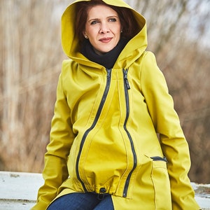 Capa de chuva Softshell para carregar bebês, capa de chuva longa feminina com extensor de painel para carregar bebês, capa de chuva para carregar bebês