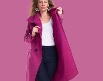 Trench-coat cyclamen pour femme, veste élégante softshell, imperméable magenta