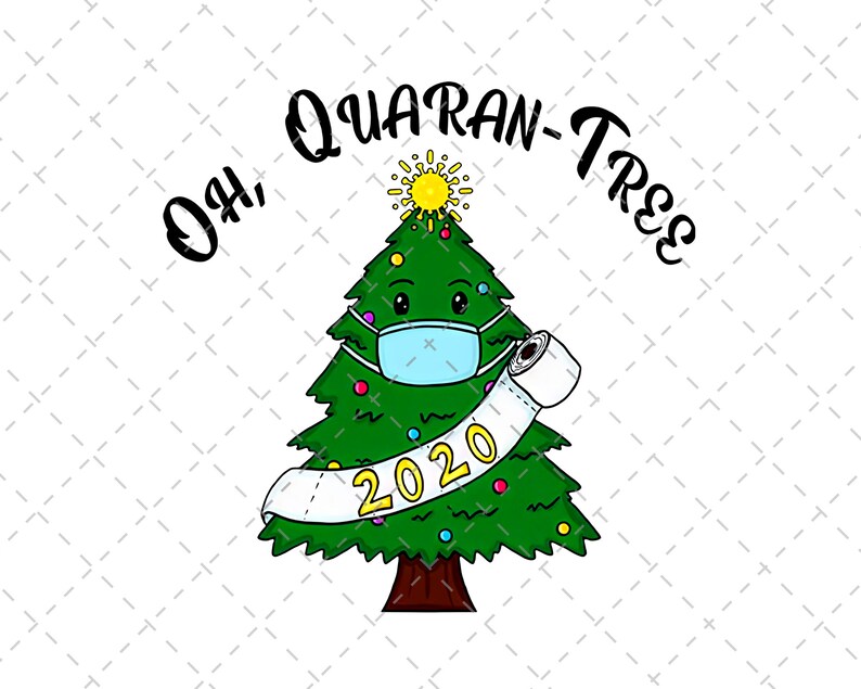 Download Oh Quaran-tree 2020 Christmas Png Green Pine Wearing Mask ...