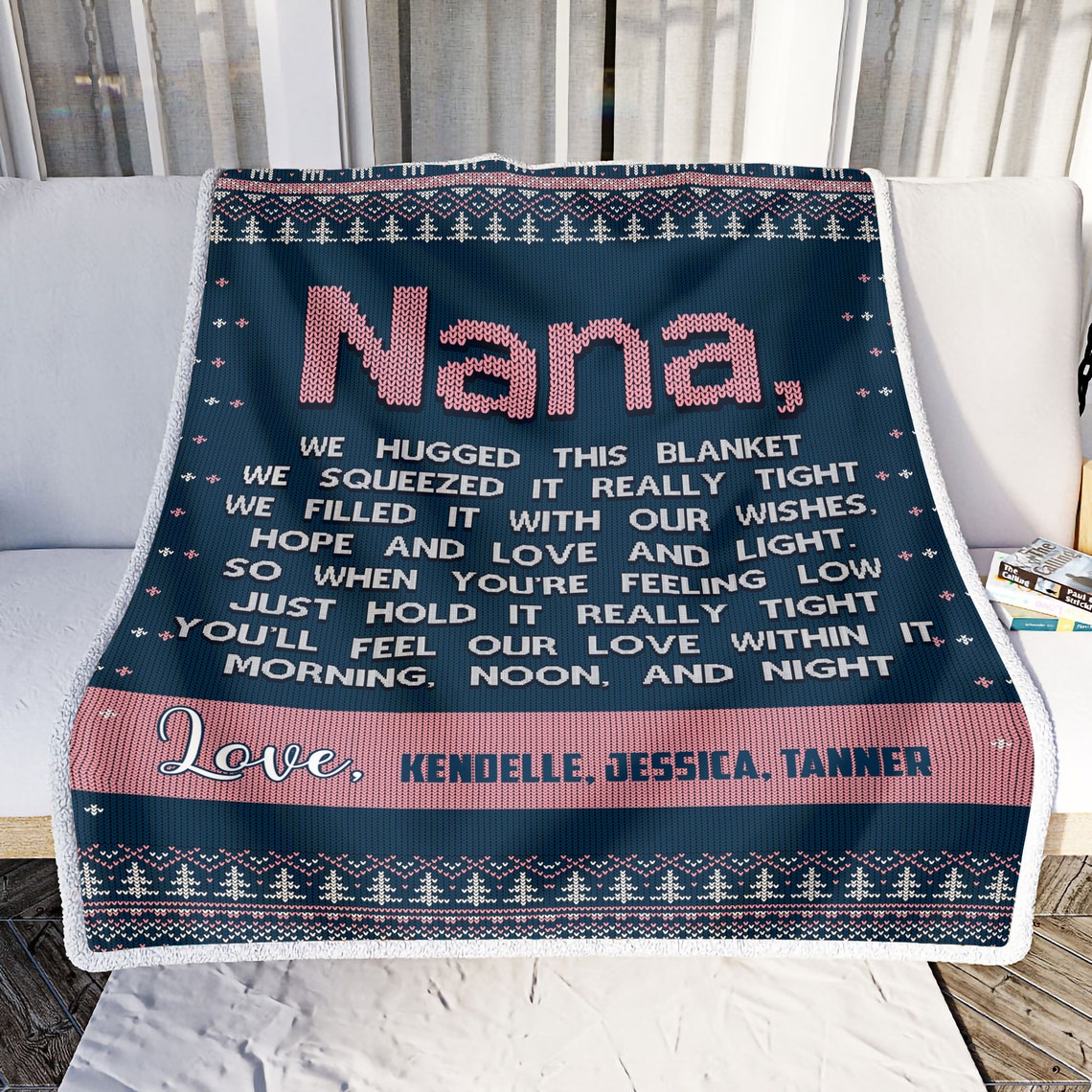 Fleece Blanket Personalized Nana Customized Grandkids Blanket Etsy