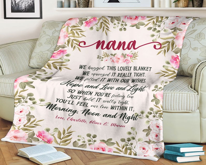 Floral Nana Blanket Personalized Nana Blanket Gift for Nana Etsy