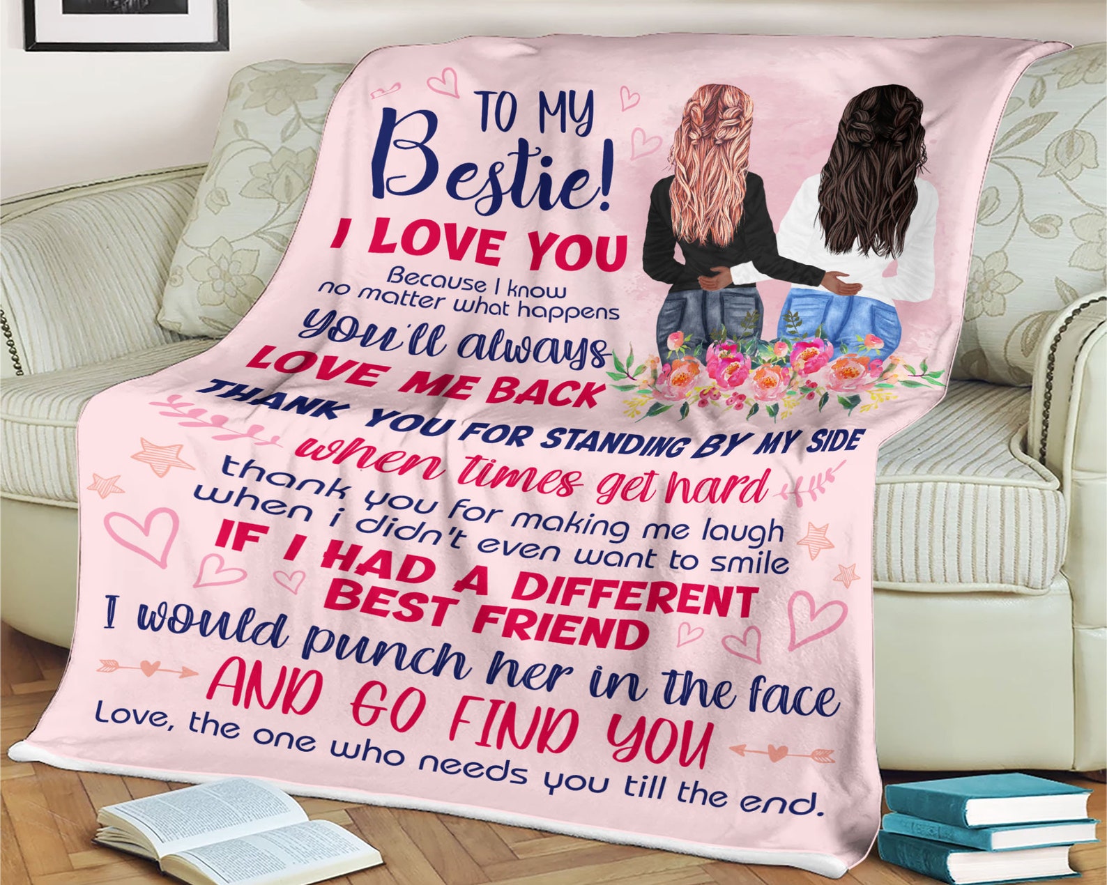 Free Personalized To My Bestie Blanket Pink Design Blanket Etsy