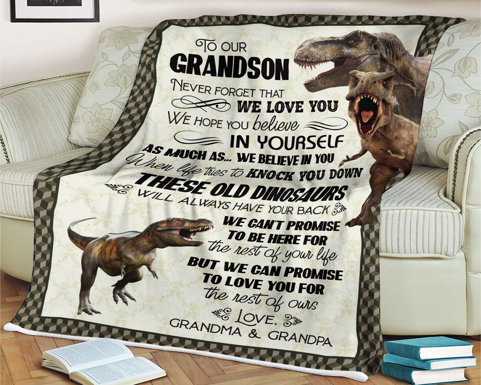 Pesonalized To Our Grandson Blanket From Grandpa Grandma to Etsy