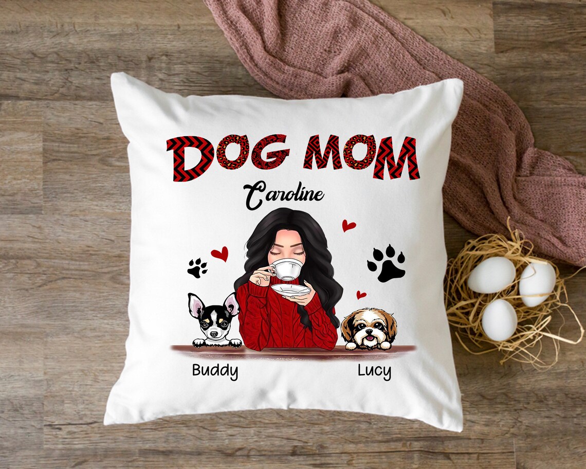 Personalized Dog's Mom Pillow Cute Dog Pillow Customized Etsy