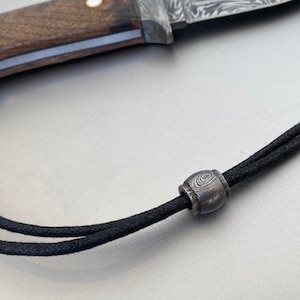 Damascus, Mokume Gane Lanyard Bead - Custom made - with lanyard cord