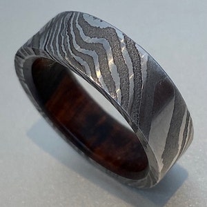 Custom made Damascus steel 8mm Wedding Band - four steels, fused into one stunning ring