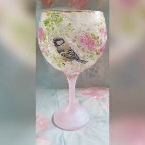 Hand decorated gin glass