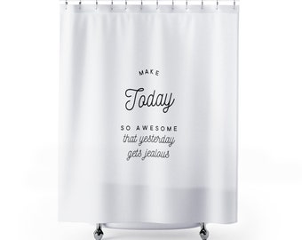 shower curtains with words on them
