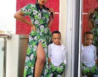 African mum and son's outfits, African mommy and me, African party dress, African women's dress, African maxi dress