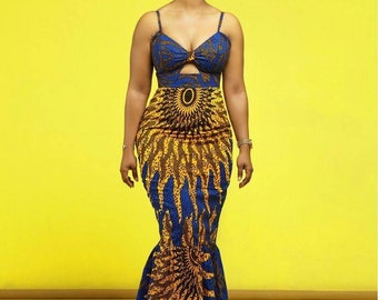 African prom dress with head wrap /African print dress /African party dress