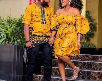 African couple's outfits/Africancouple's matching outfits/African couple's attire/Husband and wife's outfits