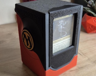 MTG Commander Deck Box with Clear Display, Double Sleeved Card Storage, 3D Printed EDH Deck Box Gift for Magic Player