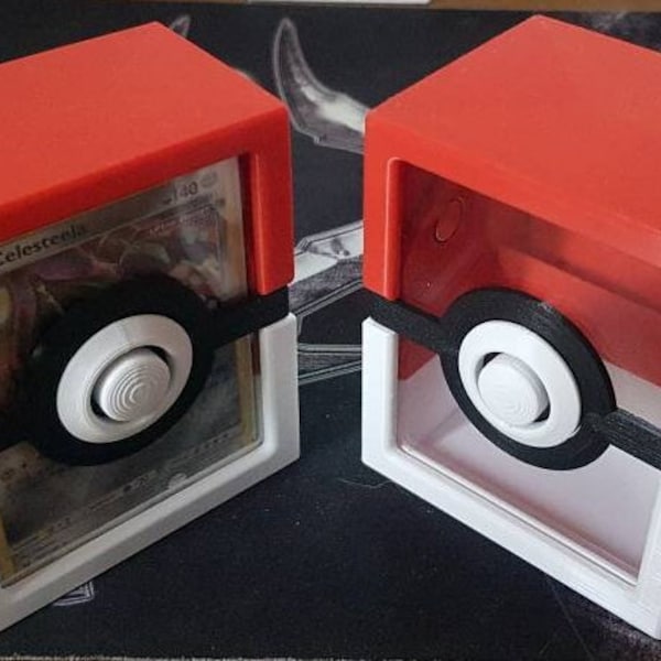 Pokemon Ball Deck Box with Top Loader Display, 3D Printed TCG Card Storage & Front Card Holder