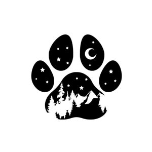 Adventure Dog decal, PNW Paw Print nature bumper sticker, dog mom, dog sticker, permanent decal/bumper sticker, nature decal, PNW