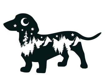 Adventure Dachshund, Wiener Dog nature bumper sticker, short haired wiener dog, dog mom, dog sticker, Dachshund decal, PNW