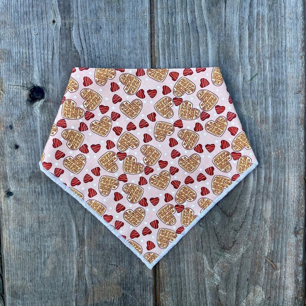 Dog Bandana Valentines Day // Dog Bandana Waffle & Bacon Hearts // Valentines Collection // Bacon Hearts // Snap on Dog bandana //
