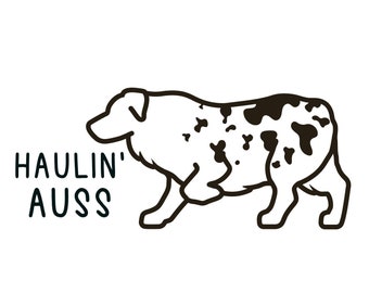 Haulin’ auss decal, Aussie mom bumper sticker, dog mom, dog sticker, permanent decal/bumper sticker, Australian shepherd decal