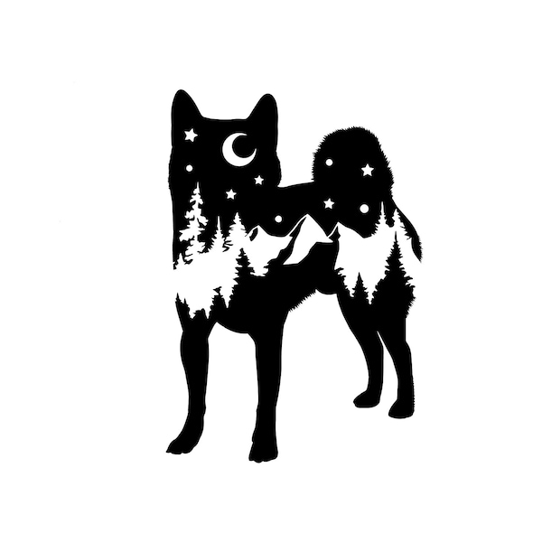 Shiba Adventure Decal, Shiba bumper sticker, dog sticker, permanent decal/bumper sticker, Shiba decal, PNW, Shiba Inu