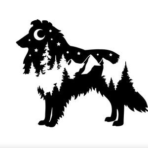 Adventure Rough Collie, Rough Collie Dog nature bumper sticker, dog mom, dog sticker, Collie decal, PNW, Rough Collie