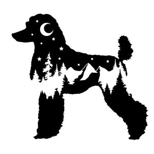 Adventure Standard Poodle Docked Tail decal, Poodle nature bumper sticker, dog sticker, permanent decal/bumper sticker, Poodle decal, PNW