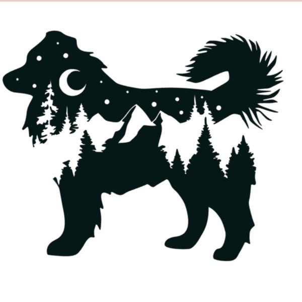 Adventure Aussie With Tail decal, Aussie nature bumper sticker, dog sticker, permanent decal/bumper sticker, Australia shepherd decal, PNW