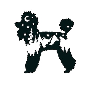 Adventure Mini Poodle decal, Poodle nature bumper sticker, dog sticker, permanent decal/bumper sticker, Poodle decal, PNW