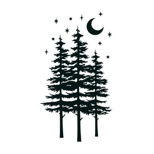 Sitka Tree with Moon and Stars Decal/Bumper Sticker, PNW Decal, Tree Decal, Nature Decal/Bumper Sticker, Forest Decal, Pine, Fir, Spruce