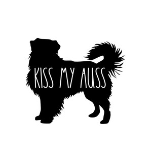 Kiss My Auss with Tail Decal // Australian Shepherd Bumper Sticker // Aussie Sticker/Decal // Kiss My Auss Sticker // Aussie Shepherd