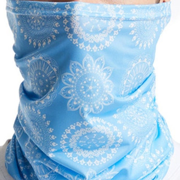 Baby Blue Face Mask | Cycling Bandana | Neck Gaiter | Snood | Breathable Flower Paisley Scarf|Headband Winter Warmer For Men Women Unisex