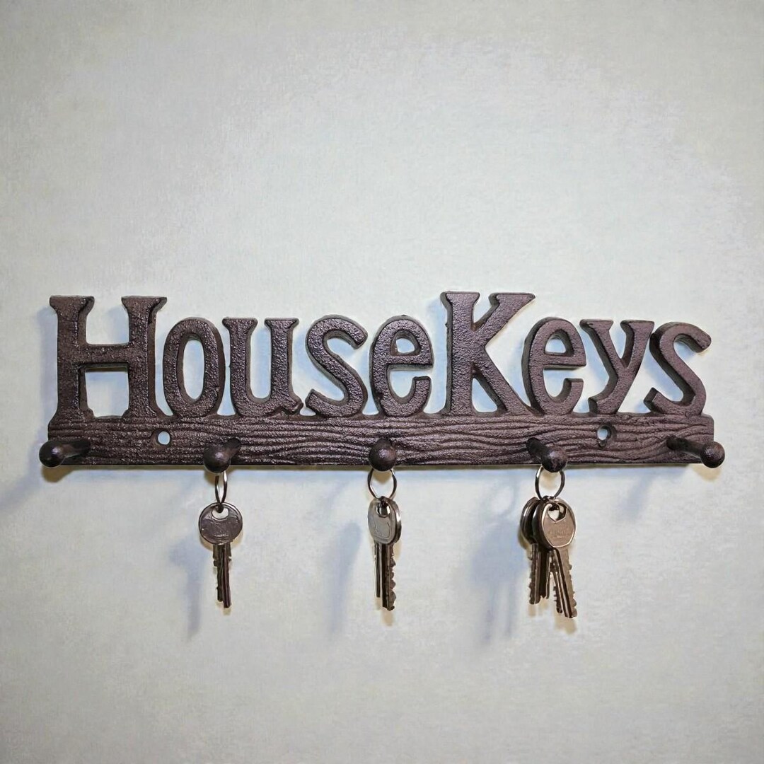 Keys Key Rack Cast Iron 'house Keys' Key Rack, , 5 Hooks, Wall Mounted. - Etsy