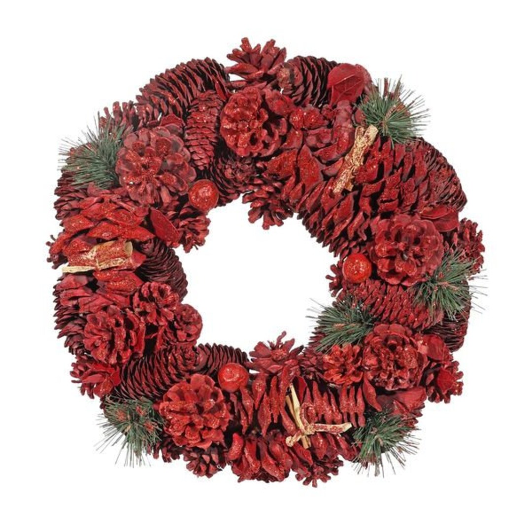 Red Pine Berry Wreath 36cm - Etsy UK
