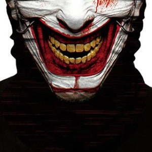 Polaina de pescoço estilo sorriso Joker | Máscara facial tubular | Bandana de ciclismo | Gorro | Cachecol respirável de inverno | Faixa de cabeça multifuncional para homens e mulheres