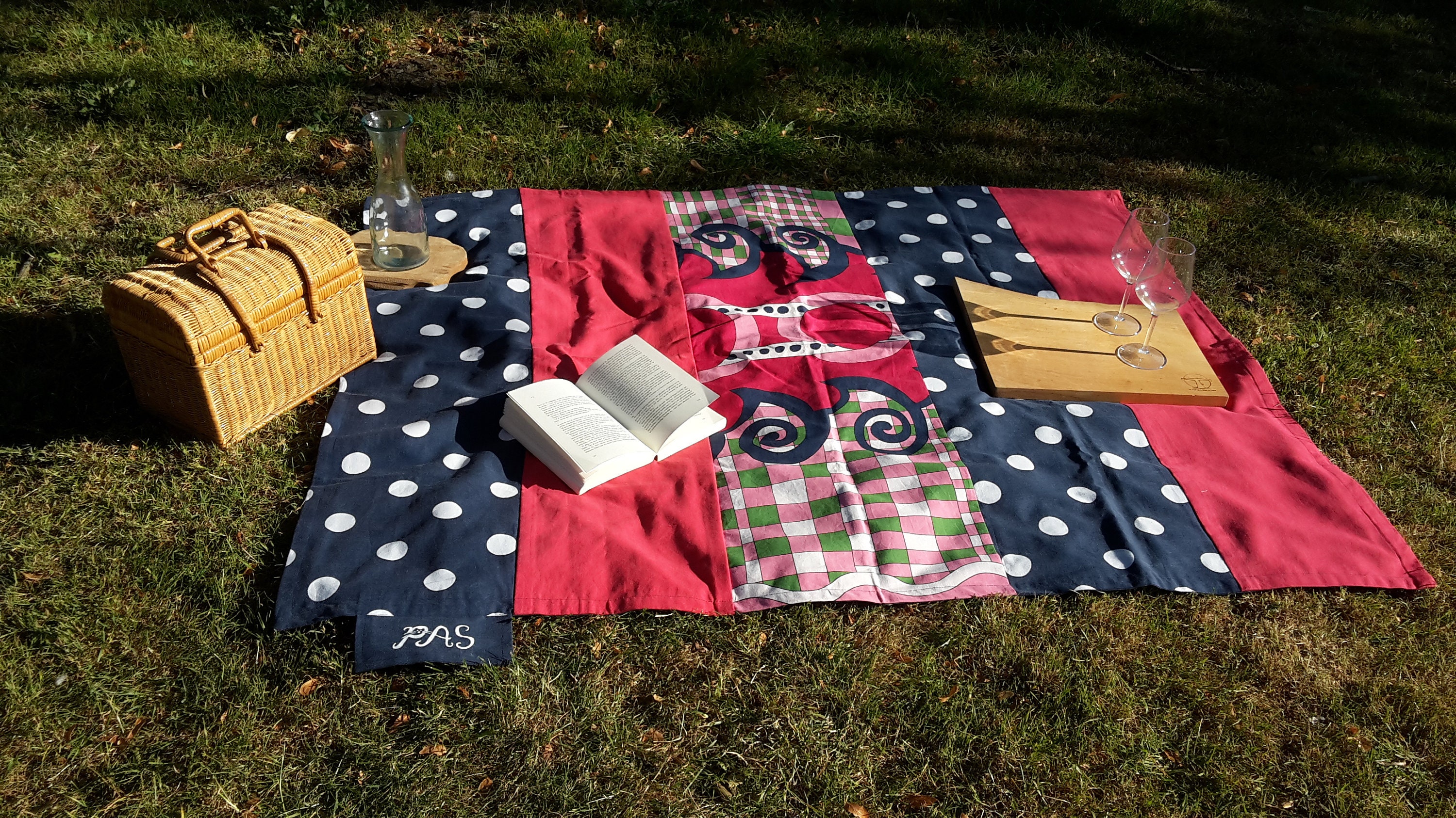Unique Picnic Rug Pippil. Size 123 X 155cm. Handmade and Etsy UK