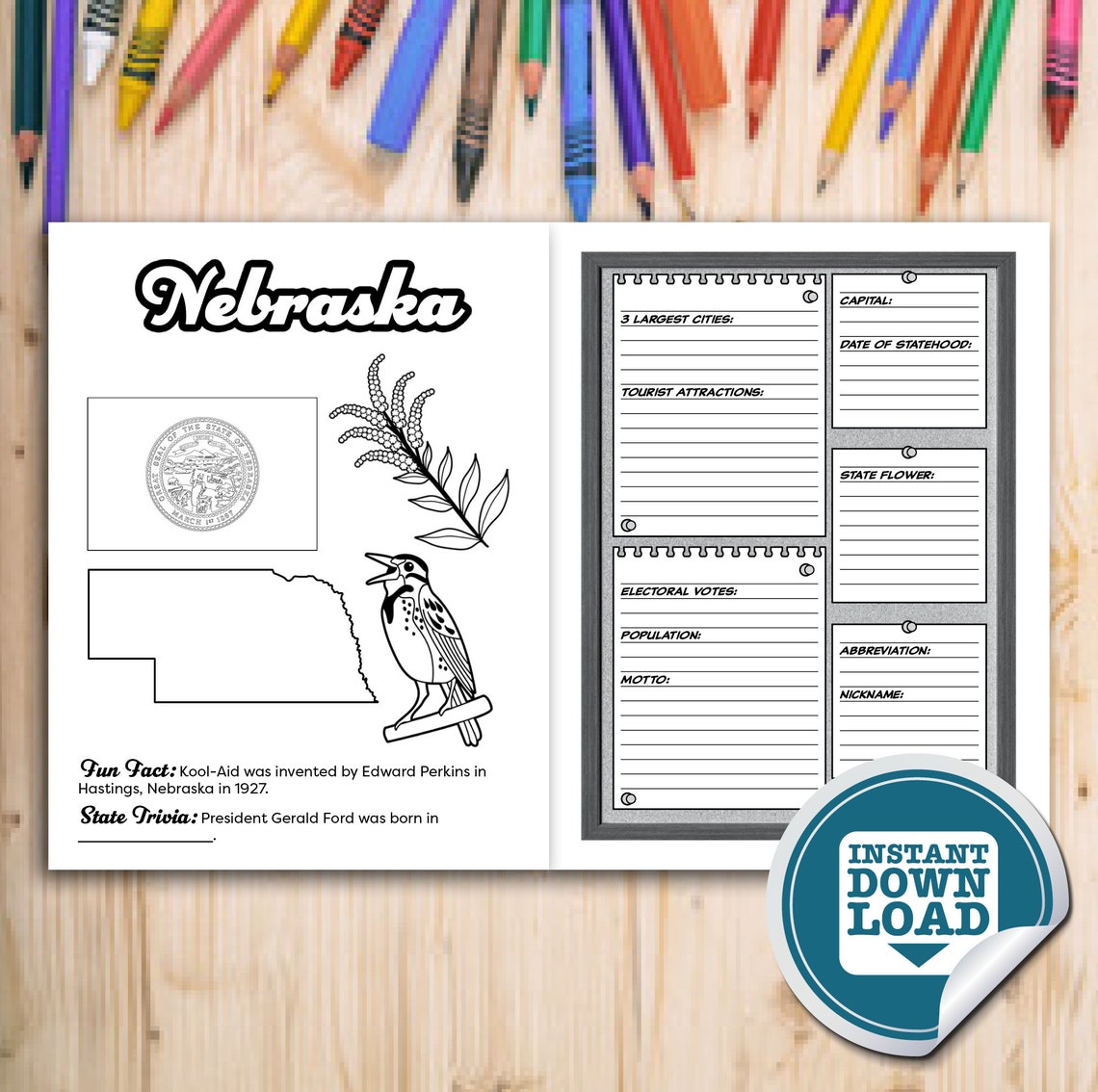 My US Passport: Color and Learn the 50 US States Printable Coloring ...