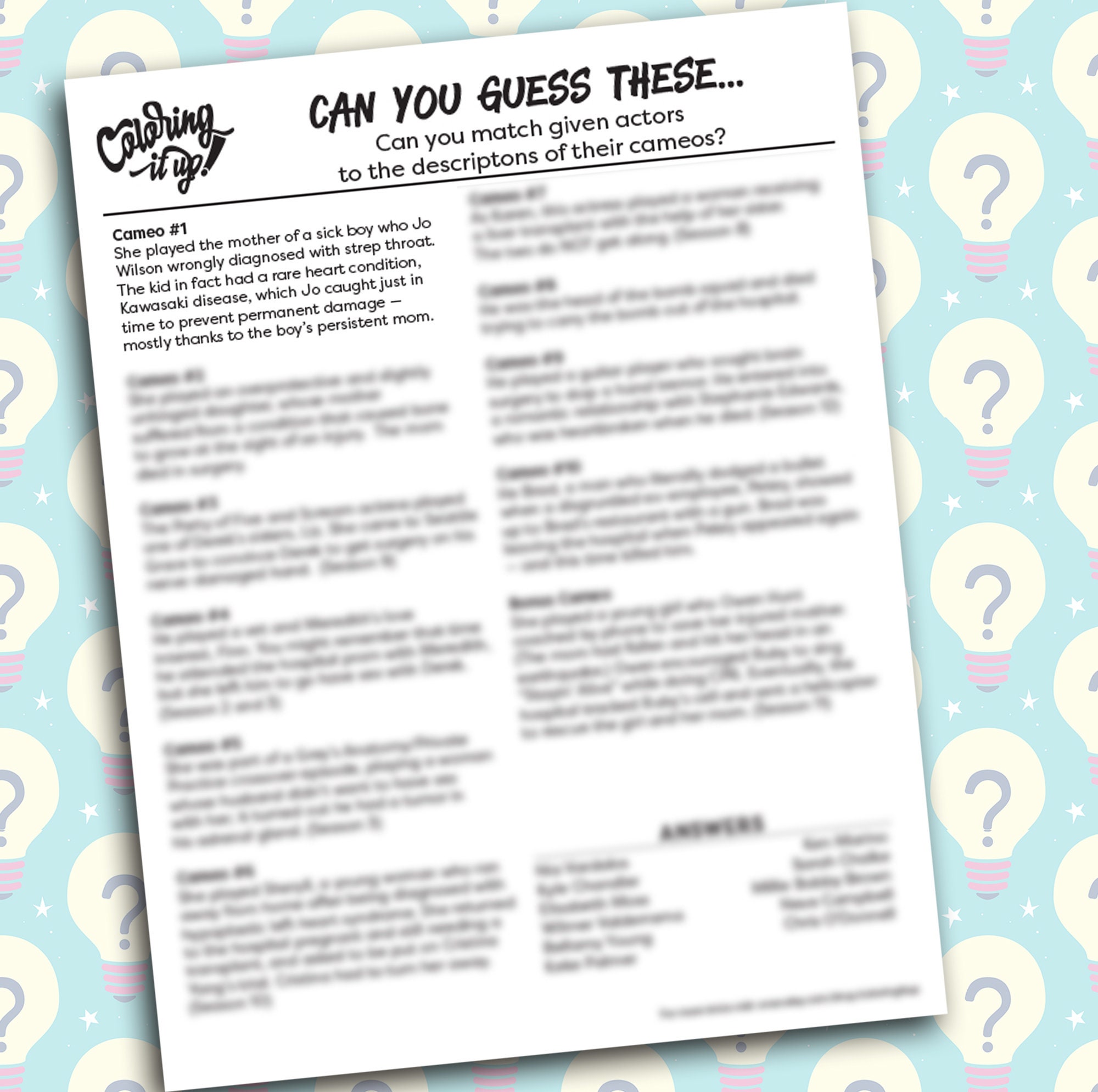 can you guess these trivia grey s anatomy 1 trivia etsy australia