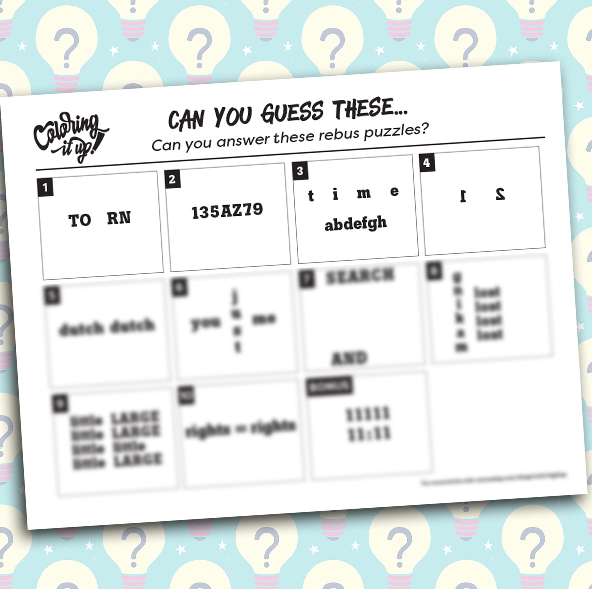 Can You Guess These Trivia Rebus Puzzles Game 1 Family - Etsy