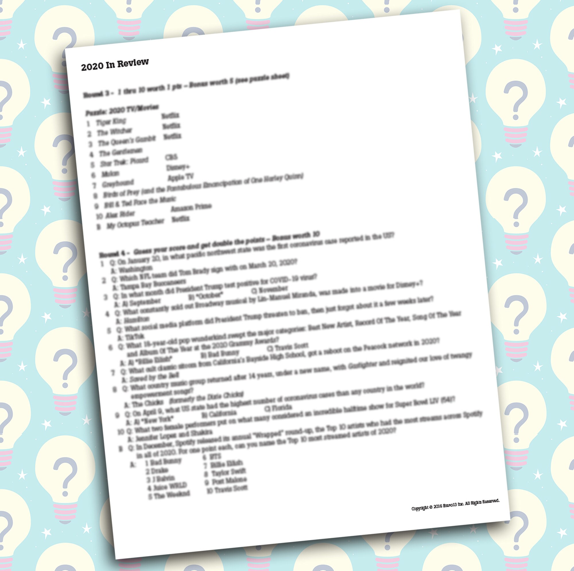 can you guess these trivia 2020 year in review family etsy australia