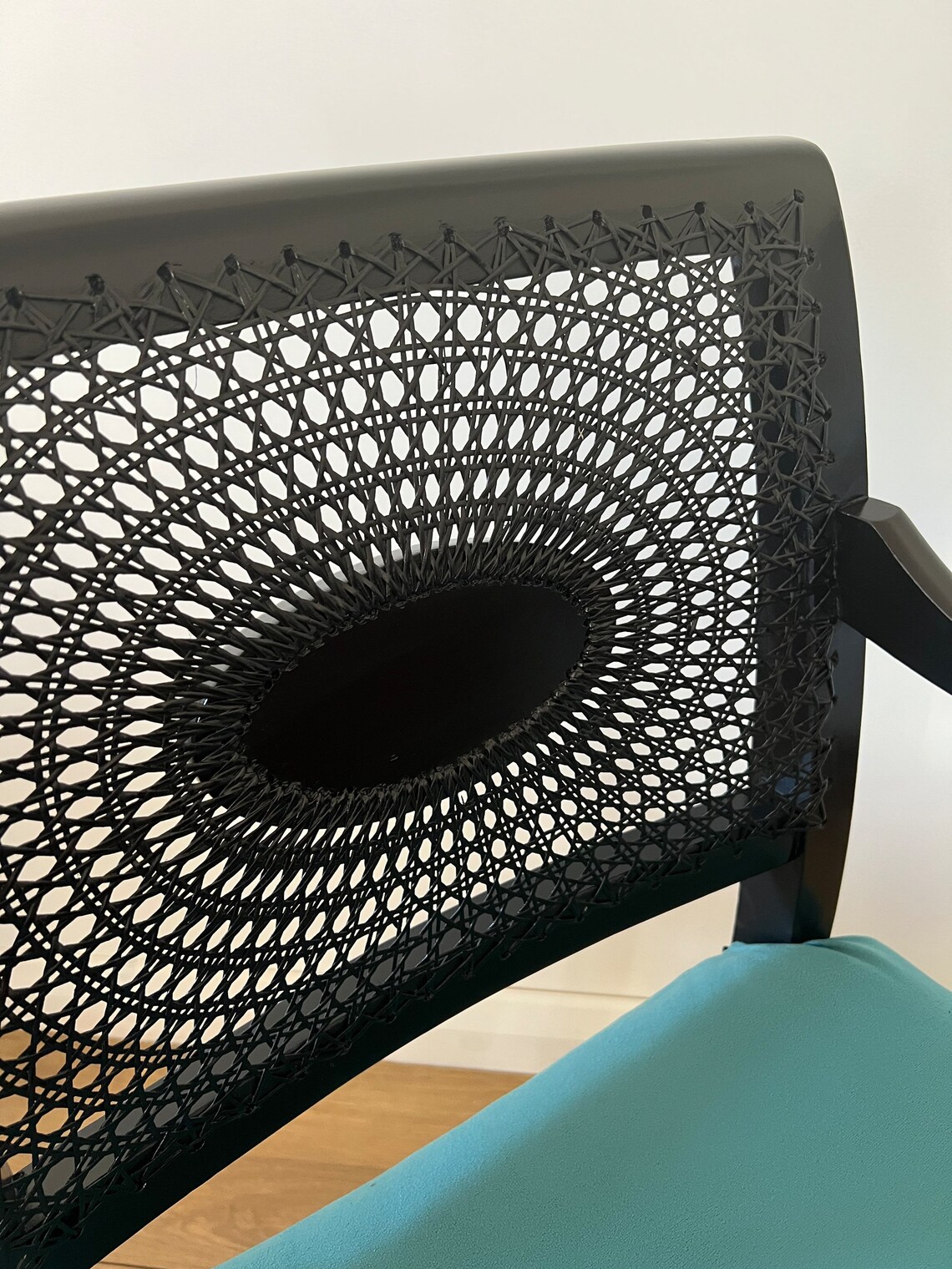 Black Cane Chair Cane Back Chair Black and Teal Chair Black Etsy UK