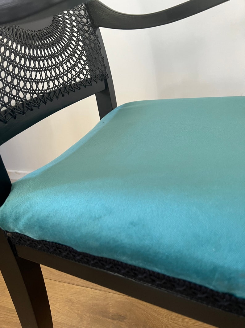 Black Cane Chair Cane Back Chair Black and Teal Chair Black Etsy UK