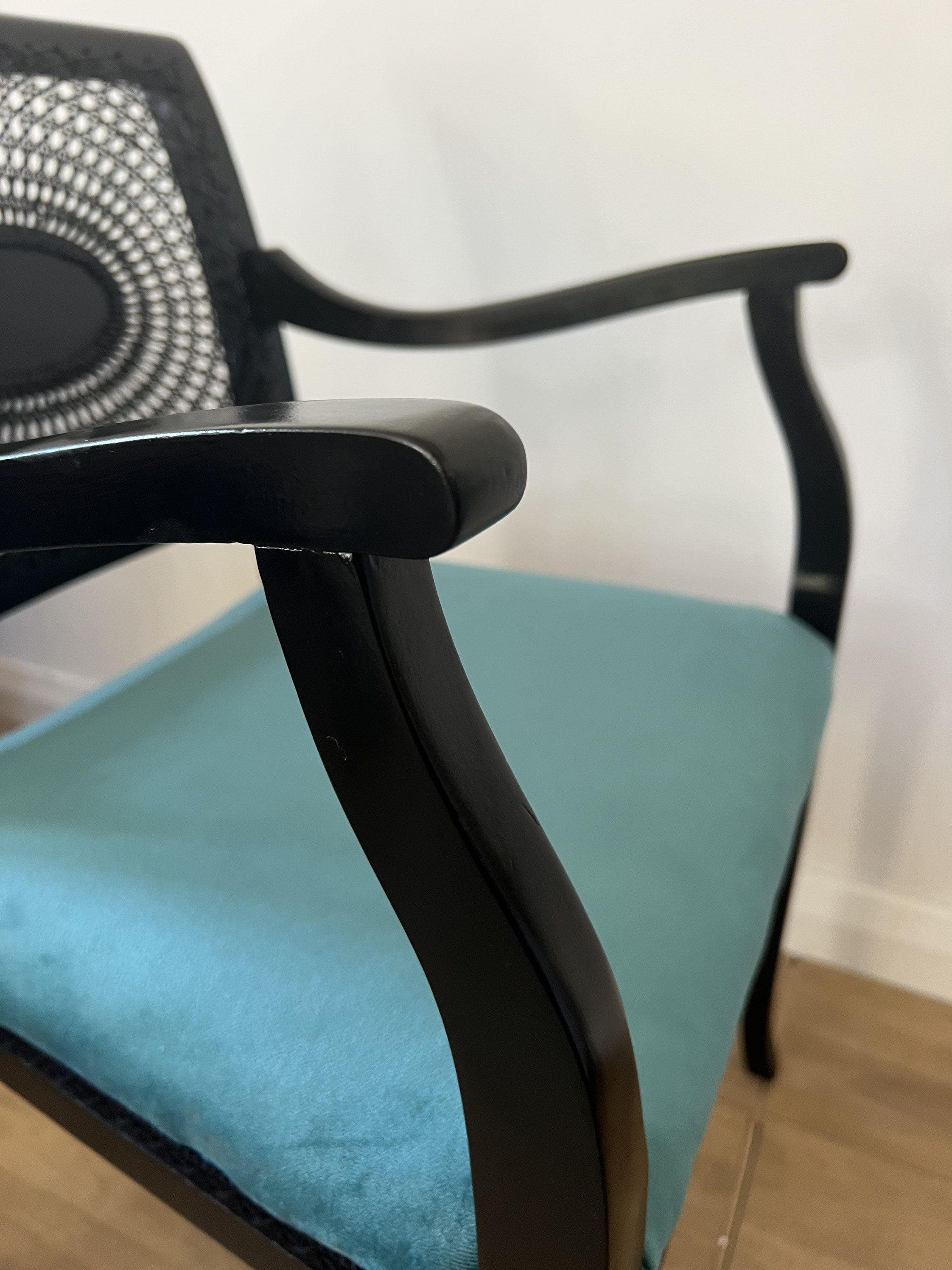 Black Cane Chair Cane Back Chair Black and Teal Chair Black Etsy UK