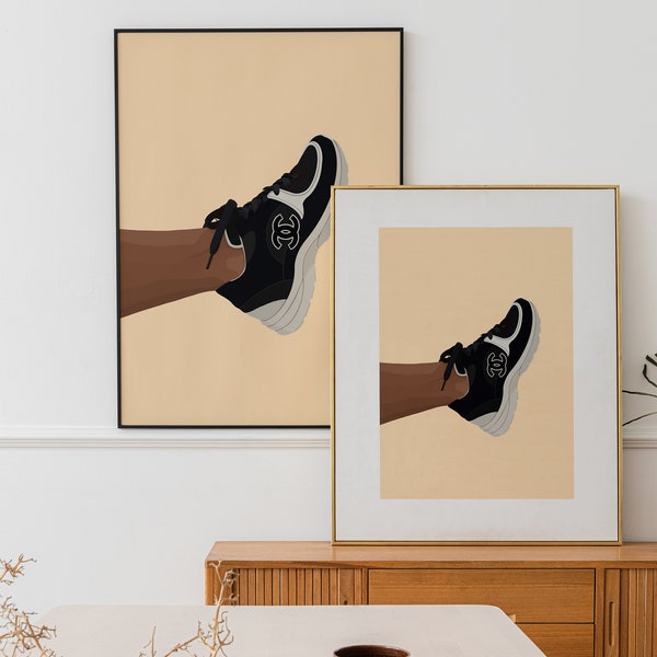Designer Shoe Print | Chanel Shoe | Sneaker Art Shoe | Poster Series | Black Shoe | Sneaker Print | Trendy Print | Gift Idea