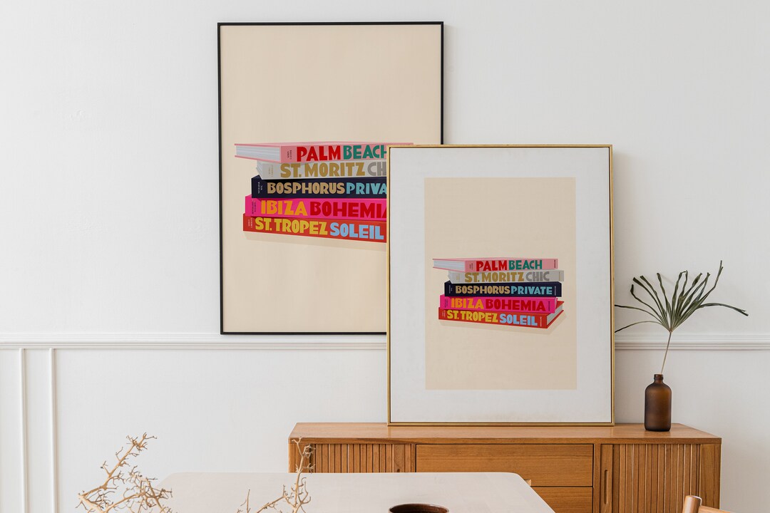 Colourful Books Poster | Aesthetic Poster | Neutral Art | Coffee Table ...