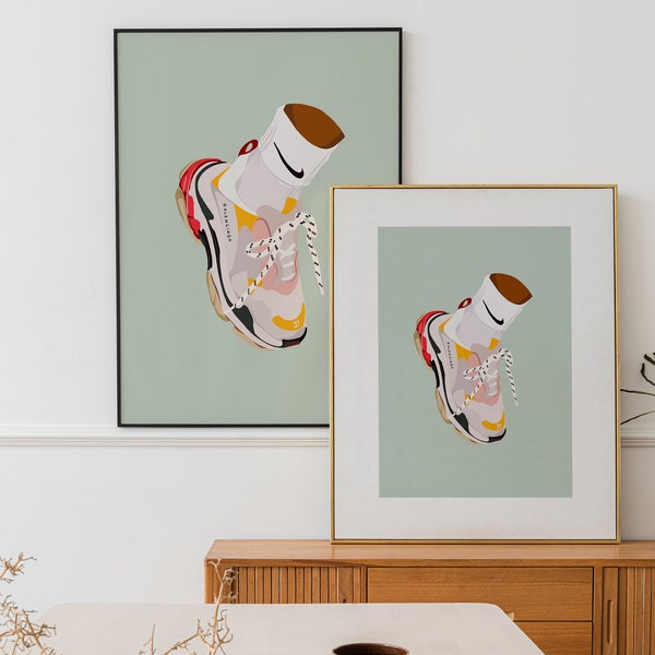 Balenciaga Shoe Illustration | Designer Shoe Print | Sneaker Art | Balenciaga Poster | Shoe Poster Series | Colourful Print | Gift Idea